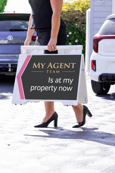Agent Team Property Sign in Sunlight